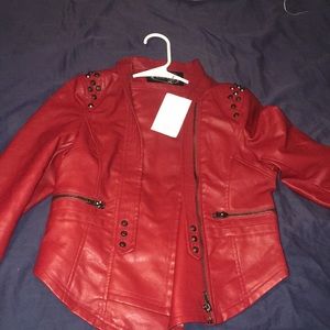 Love tree leather jacket